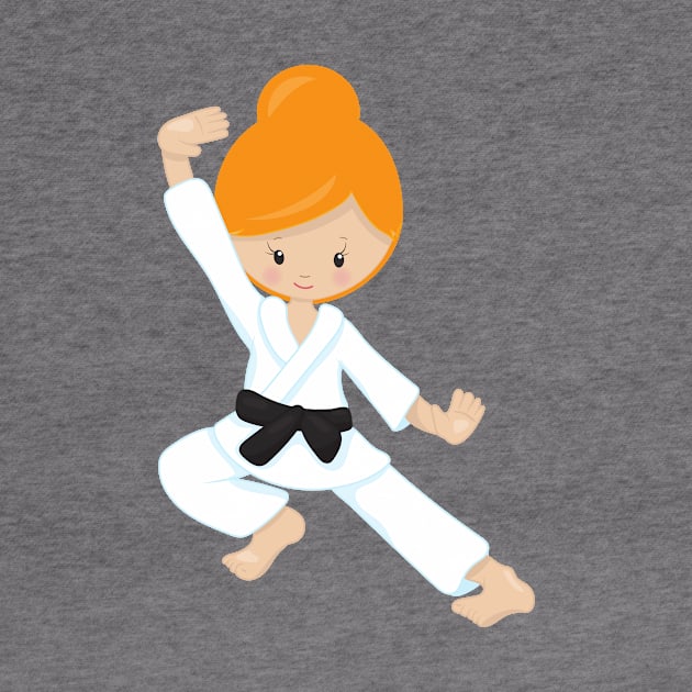 Karate Girl, Cute Girl, Black Belt, Orange Hair by Jelena Dunčević